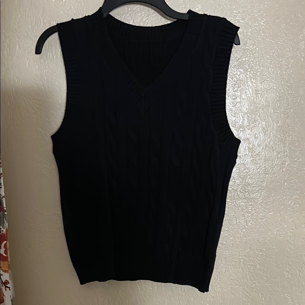 Black Sleeveless Knit Vest